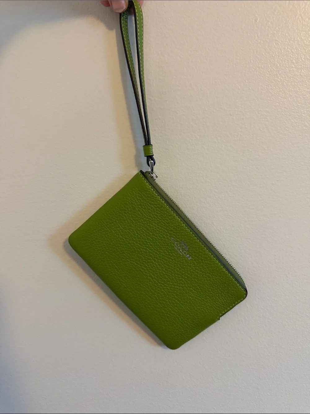 Coach Green Pebbled Leather Wristlet